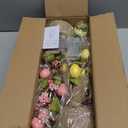 2 Pack & Timer - Easter Decorations, 18 Inch Lighted Easter Tree Tabletop with 40 LED Warm White Lights Colorful Eggs Floral Berries Battery Operated Easter Egg Tree Home Indoor Party Spring Decor