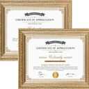 Edenseelake 8.5 x 11 Picture Frames Set of 2, Vintage Gold 8.5 x 11 Diploma Certificate Frame for Tabletop or Wall Display