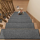 Stair Treads Carpet for Wooden Steps, Non Slip Landing Mat Rug Whit Rubber Backing, Polyester Soft Stairs Resistant Indoor Skid Runner Safety Rugs for Family, Absorbent Washable 31" x 31" Brown (2'7" x 2'7" (Oblong))