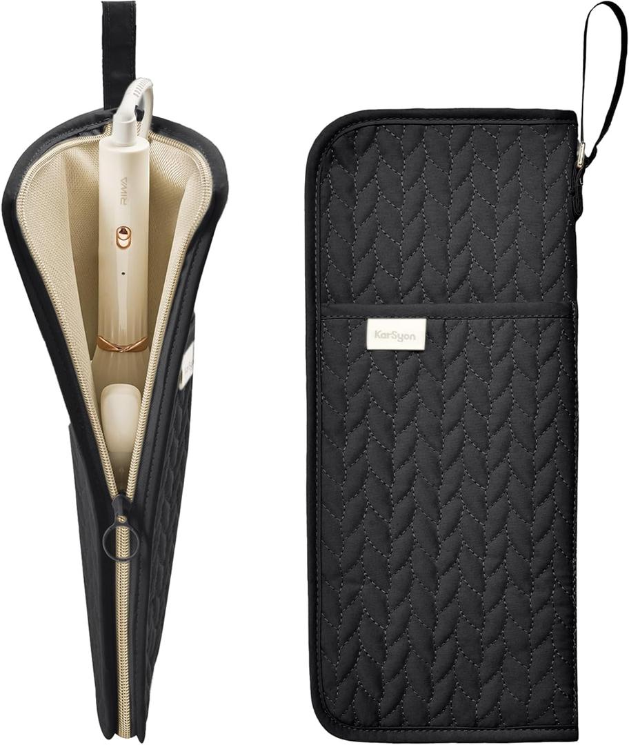 KarSyon Hot Tools Organizer Heat Resistant Mat Case Hair Tools Holder Travel Bag Portable Hair Styling Tools Cover Pouch for Curling Iron,Flat Iron,Hair Straightener (Black)