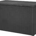 Keter Java XXL 230 Gallon Resin Rattan Look Large Outdoor Storage Deck Box for Patio Furniture Cushions, Pool Toys, and Garden Tools, Dark Grey