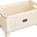 Wheeled Laundry Basket, 80L Large Capacity Dirty Clothes Basket, Breathable Clothing Storage Box, Suitable for Bedroom, Bathroom & Laundry Room, medium size