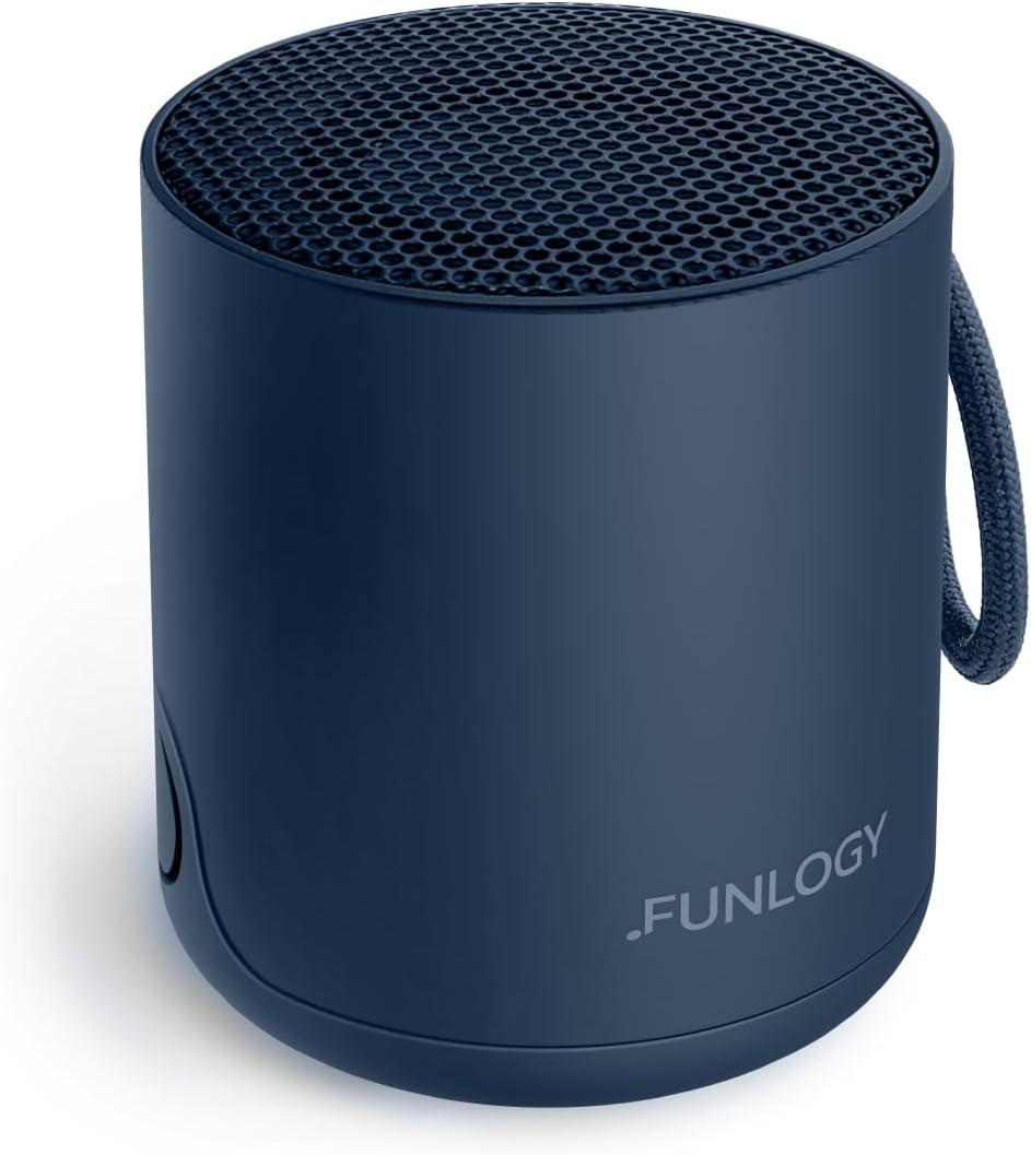 FUNLOGY Portable Mini2 Bluetooth Speaker, Wireless Portable Speaker with Deep Bass, IPX7 Waterproof, TWS Stereo Pairing, Built-in Mic, Small Speaker for Shower, Outdoor, Travel, Blue