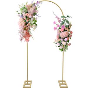 Queension 6FT Arch Backdrop Stand, Metal Wedding Arch Stand for Ceremony, Backdrop Stand Arch Frame with Base for Birthday Party Baby Shower Balloon Arch Decorations, Gold