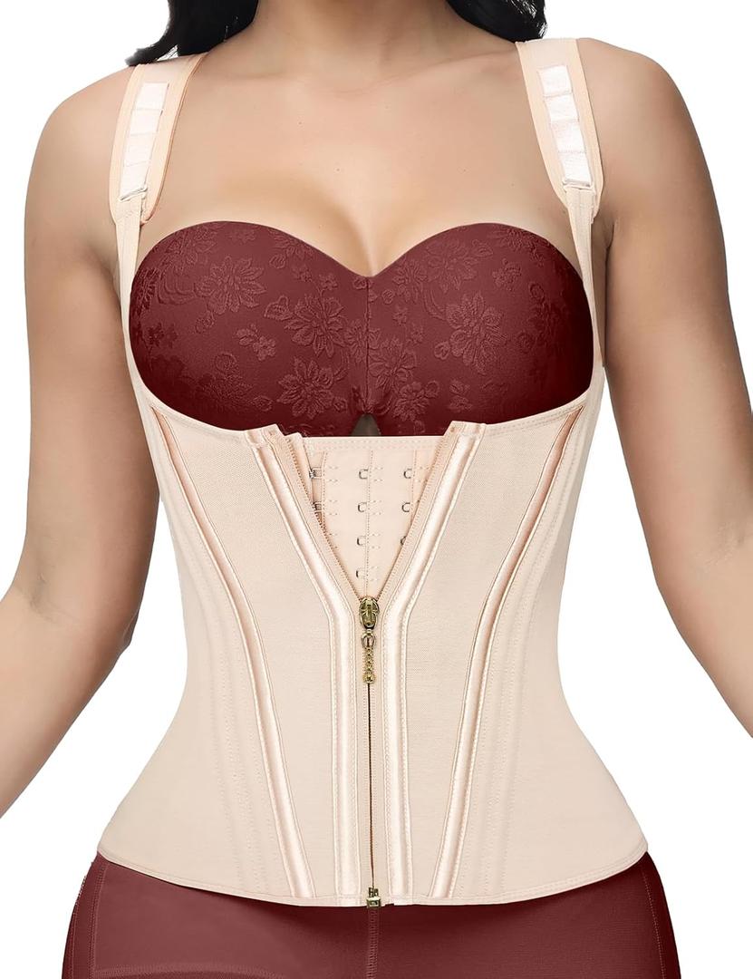 SHAPSHE Waist Trainer for Women, Tummy Control Sports Girdle, Workout Body Shaper with Adjustable Shoulder Strap (X-Large, Beige-classic)