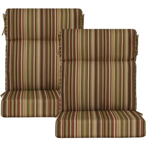 Outdoor High Back Chair Cushion, 2 Pack 44x21 inches Patio Chair Cushions Water Repellent Rocking Cushions Indoor Furniture Seat Pad, Colorful Stripe