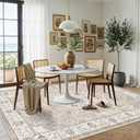 Living Room 6x9 Area Rugs: Farmhouse Washable Ultra Soft Carpet for Bedroom Nursery Indoor Vintage Stain Resistant Rug for Dining Room Non-Slip Durable Neutral Floor Mat for Pet Owners(6x9 Beige)