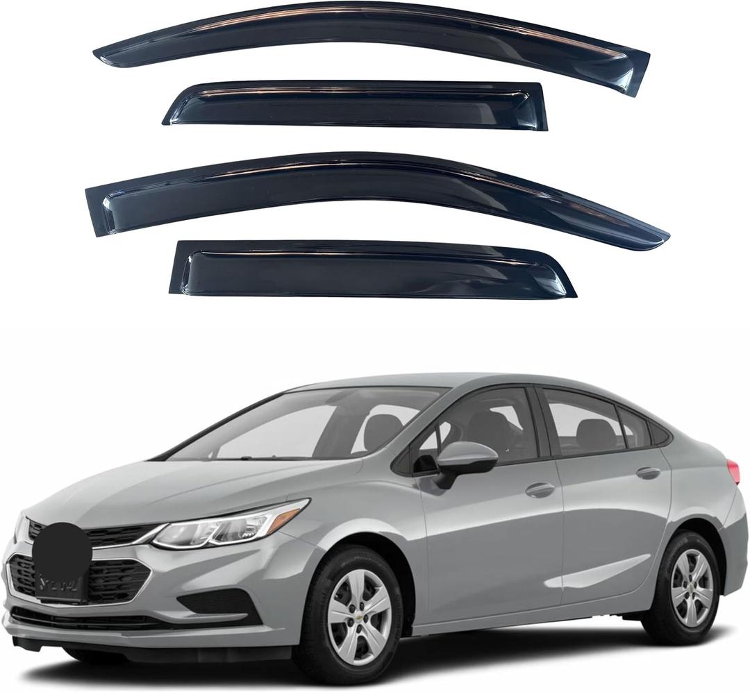 IG Window Visors Fit for 2016-2019 Chevrolet/Chevy Cruze, Out-Channel Rain Guards Vent Wind Deflectors 4PC, Car Accessories for 16-19 Cruze (Excludes Classic Model)