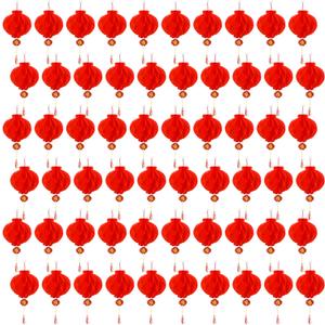 60 Pieces Red Chinese Lanterns Festival Lanterns Decorations for New Year, Spring Festival, Wedding, Restaurant (8 Inches)