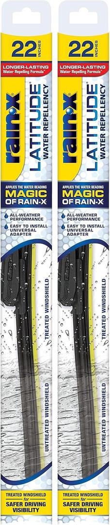 Rain-X 5079279-2 Latitude 2-In-1 Water Repellent Wiper Blades, 22 Inch Windshield Wipers (Pack Of 2), Automotive Replacement Windshield Wiper Blades With Patented Rain-X Water Repellency Formula Rain-X 5079279-2 Latitude 2-In-1 Water Repellent Wiper Blades, 22 Inch Windshield Wipers (Pack Of 2), Automotive Replacement Windshield Wiper Blades With Patented Rain-X Water Repellency Formula