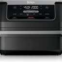 Ninja Foodi 6-in-1 FlexBasket Air Fryer with 7-QT MegaZone & Basket Divider for Large Proteins & Full Meals, Smart Finish Cook 2 Foods 2 Ways, Family Sized Capacity, Air Fry, Roast & More, Black DZ071