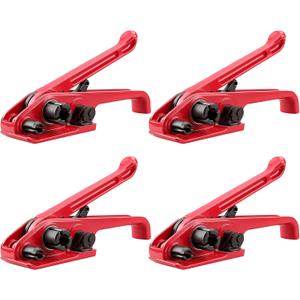Poly Strapping Tensioner & Cutter Manual Banding Tools Windlass for 1/2" -3/4" Width Polyester Polyproplyn StrapRed-4Pack
