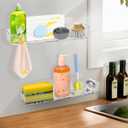 CGBE Acrylic Self-Adhesive Shower Caddies: No-Drill Bathroom Wall Shelf with Hidden Hooks & Drainage Holes - Clear Waterproof Organizer for Bathroom, Kitchen Storage (2 Pack, 2.3" L  3.6" W  1.8" D)