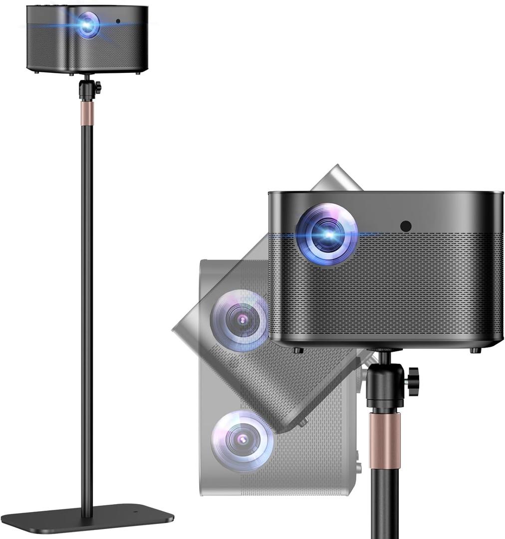 Universal Projector Stand – Height Adjustable Floor Stand with 360° Rotating Ball Head & 1/ 4" Screw, Heavy-Duty Carbon Steel Base for Projectors, Cameras & Webcams – Home, Office & Studio Use