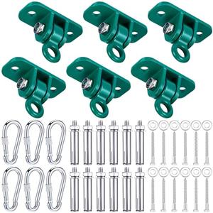 Tandefio 6 Sets of Robust Swing Hangers for Wooden Concrete Set with Swing Hooks Screws Bolts Washers Swingset Accessories for Porch Patio Yoga Indoor Outdoor, Over 1800 lb Capacity (Green)