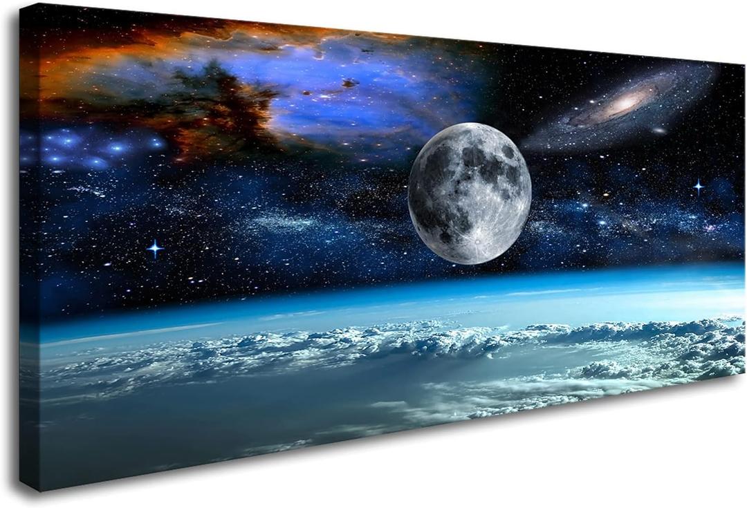 XXM WallArt FC2575 Space View From Earth Canvas Wall Art Landscape Modern Decor Abstract Canvas for Living Room Bedroom Kitchen Home and Office Wall Decor
