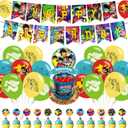 Arcade Warriors Party Decorations,Warriors Birthday Party Supplies Includes Banner- Cake Topper - 24 Cupcake Toppers - 18 Balloons