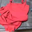 Memoriesea Women's Elegant Square Neck Swing A Line Wedding Evening Party Midi Dress, Red, Large