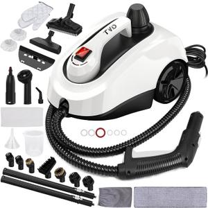 TVD Steam Cleaner, Heavy Duty Canister Steamer with 28 Accessories, Steam Mop with 5M Extra-Long Power Cord for Home Floor Cleaning, Grout, Wallpaper Removal, Upholstery, Car Detailing,White, Large
