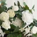 Ling's Moment Wedding Floral Swag Welcome Sign Artificial Flowers Backdrop Garland White Sage Green for Ceremony Reception Door Wall Easel Home Decorations Entryway Faux Outdoor Board Head Table Decor