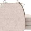 AAAAAcessories D-Shaped Chair Cushions, 2" Thick Dining Chair Pads with Ties and Removable, Machine-Washable Cover, 17" x 16", Set of 4, Beige (4 Count(Pack of 1))