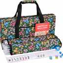 American Mahjong Tile Set, 166 Tiles, 4 All-in-One Mahjong Racks with Pushers, Mahjong Set with Green Bag for Beginners (Ma Jong, Mah-Jongg)