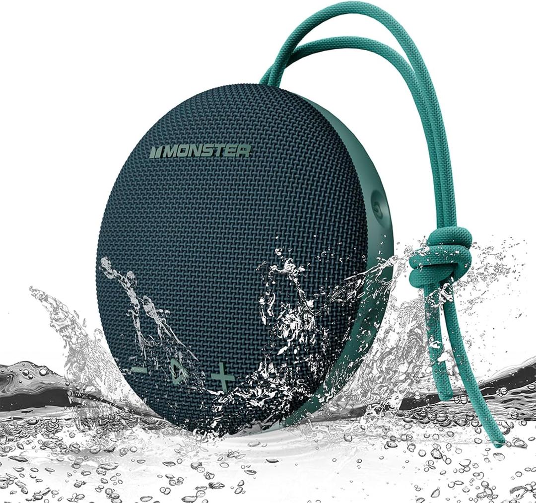 Monster Bluetooth Speaker, IPX8 Shower Speaker Waterproof, Bluetooth 5.4 with Loud HD Sound and Robust Bass, Extra Long Playtime Punchy, for Home, Beaches Portable Wireless Outdoor Speakers (green)