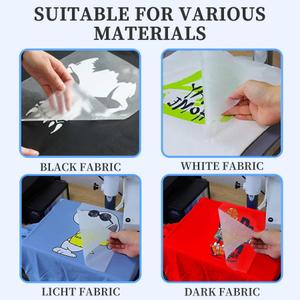 100 Sheets DTF Transfer Film Paper 11x17 Inch Double Sided Thick Clear Pretreat Sheets, PET Heat Transfer Paper for Inkjet Printer DTG Printer Direct Print On T Shirts Textile(Hot&Cold Peel)