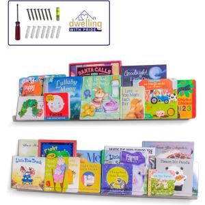 Acrylic Shelf 36 Inch (2Pack) - Acrylic Bookshelf for Toys & Books - Spice Rack & Floating Display - Acrylic Floating Shelves for Makeup & Cosmetic Product - Clear Acrylic Shelf for Books & Magazines (36 Inch Shelves)
