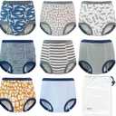 EZ Moms 8 Packs Potty Training Underwear Soft 100% Cotton Absorbent Toddler Training Underwear Boys Kid Confident Underpants for Boys 1T Reusable Leakproof Baby Pee Pants with Potty Sticker Chart