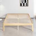 14 Inch High Bamboo Wood Full Size Bed Frame Platform, Metal Slat Support Bed Frame Full Size, No Box Spring Needed, Easy Assembly, Noise Free, Reinforced