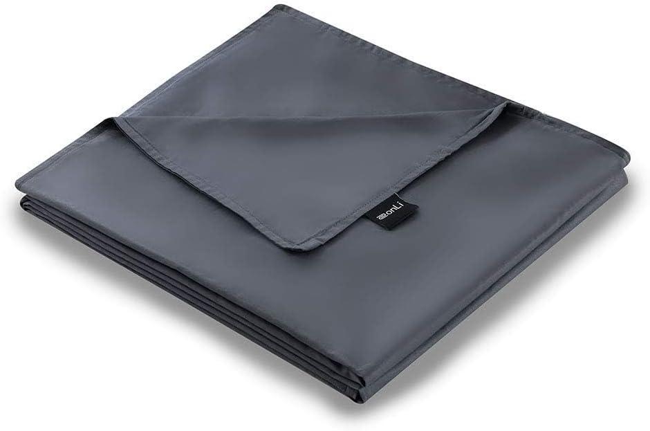 ZonLi Duvet Cover for Weighted Blanket (Grey, 60'' x 80''), Breathable Soft Duvet Cover Queen Size Removable Cooling Comforter Cover for All Season