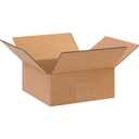 BOX USA 10104 Flat Corrugated Cardboard Box 10" L x 10" W x 4" H, Kraft, For Shipping, Packing and Moving (Pack of 25)