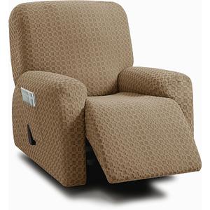 ULTICOR 4-Piece, 1 Seat Recliner Cover, Jacquared Stretch Reclining Chair Covers for 1 Cushion Reclining Sofa, Single Seat Recliner Couch Cover, Soft, Machine Washable (Style 2) (Sand, Recliner Cover) ULTICOR 4-Piece, 1 Seat Recliner Cover, Jacquared Stretch Reclining Chair Covers for 1 Cushion Reclining Sofa, Single Seat Recliner Couch Cover, Soft, Machine Washable (Style 2) (Sand, Recliner Cover)