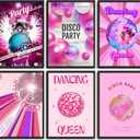 6Pcs Pink Disco Ball Wall Art Vintage Trendy Bar Cart Painting Pictures Wall Decor Vintage Funky Bar Posters Prints Artwork for Bar Aesthetic Home Decoration Unframed (12x16in)