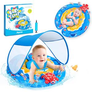 Joycat Baby Pool Float with Canopy UPF50+ Sun Protection, Inflatable Kids Pool Float with Ocean Animal Toys for Babies 6-24 Months, Infant Swimming Float with Adjustable Safety Seat Joycat Baby Pool Float with Canopy UPF50+ Sun Protection, Inflatable Kids Pool Float with Ocean Animal Toys for Babies 6-24 Months, Infant Swimming Float with Adjustable Safety Seat