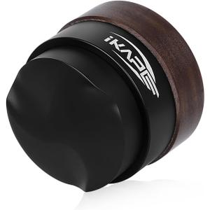 IKAPE 53MM Coffee Distributor, New Wooden Handle Design, Gravity Adaptive Espresso Distributor Fits All 54MM Espresso Portafilter, Compatible with 54MM Breville Bottomless Portafilter (Brown)