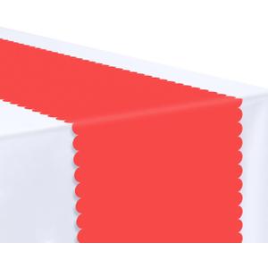6 Pcs Red Scalloped Table Runner 14 x 108 Plastic Table Runner for Birthday Wedding Baby Shower Party Christmas Holiday Table Centerpiece Decorations Disposable Table Runner