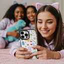 for iPhone 15 Pro Max Case, Cute Dinosaur Collage Pattern with Pastel Dinos, Military-Grade Drop Protection, Cute Soft Slim TPU Protective Cover with Camera Protection for Women & Girls