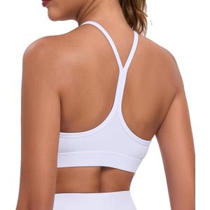 Women's Sports Bras Y Back Racerback Removable Padded Strap Yoga Bras Low Impact Workout Top (Medium, White)