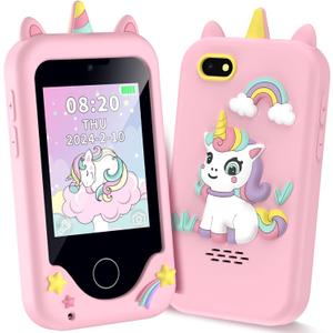 Kids Smart Phone for Girls, Christmas Birthday Gifts for Girls Boys Age 3-10,Kids Gift Toys Cell Phone, Toddler Learning Play Toy Phone with Dual Camera, Game, Music Player (Soft Pink)