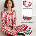 Family Matching Women Christmas Pajamas: Button Down Red Stripes and Christmas Tree Patterned PJS for Family Reunion Christmas Party Take Photos Gift for Couples - Women Large