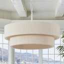 White Boho Chandelier 20-inch Natural Wicker