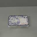 Rectangle Serving Plates Set - 8.3 Inch Rectangular Ceramic Dinner Dishes- Oven Microwave Dishwasher Safe - Porcelain Platter for Salad Appetizer Sushi Dessert - Set of 6 - Vintage Blue