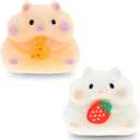 2pcs Fluffy Hamster Taba Squishy Toy  Ultra-Soft Realistic Pet Squeeze  Kawaii Animals Stress Relief Fidget Sensory Toys, Soft Silicone Squeeze Gifts for Children, Teens, and Adults