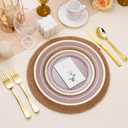 BESTSTAR 100PCS Clear Plastic Plates for Party, 10.25 Inch Disposable Plates with Gold Rim, Heavy Duty Dinner Plates for Wedding and Birthday