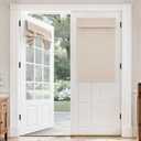 MIULEE 2 Panels 100% Linen Blackout French Door Curtains Set of 2, No Drill Privacy Door Blinds for Classroom Kitchen Glass Window Covering,Thermal Insulated Room Darkening,W26 x L40 Inch, Natural