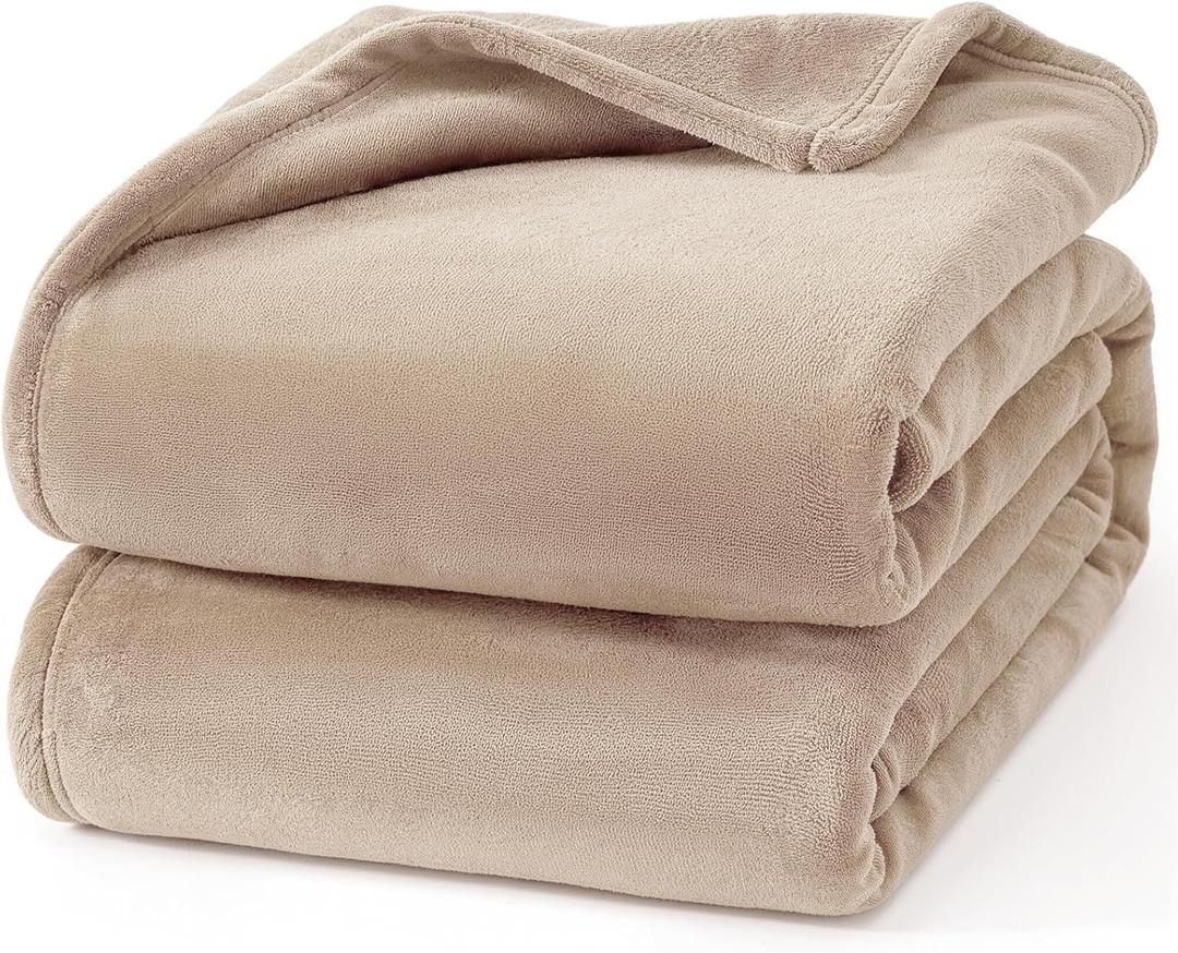 Hansleep Twin Light Camel Fleece Blanket, Soft Flannel Bed Blanket | Fuzzy Cozy Blanket 60x80 Inches, Multi-use for Bed, Sofa, Couch, Travel, Camping, All Season Warm Lightweight Cover