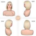 Blonde Bob Wig With Bangs Short Blonde Wig for Women 12 Inch Straight Bob wig with Bangs Synthetic Colorful Cosplay Daily Party UsePlatinum Blonde,12IN