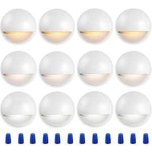 CLOUDY BAY [12 Pack] 3CCT Low Voltage LED Deck Lights Outdoor,2700K/3500K/5000K Selectable,Landscape Step Stair Railing Fence Light Wired,3W,12V-24V AC/DC Deck Lighting Fixtures,White